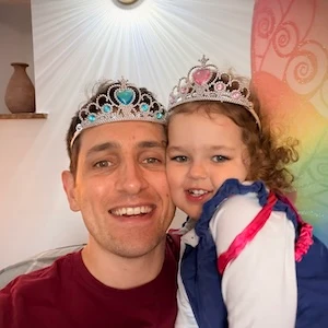 Mike Carter wearing a tiara