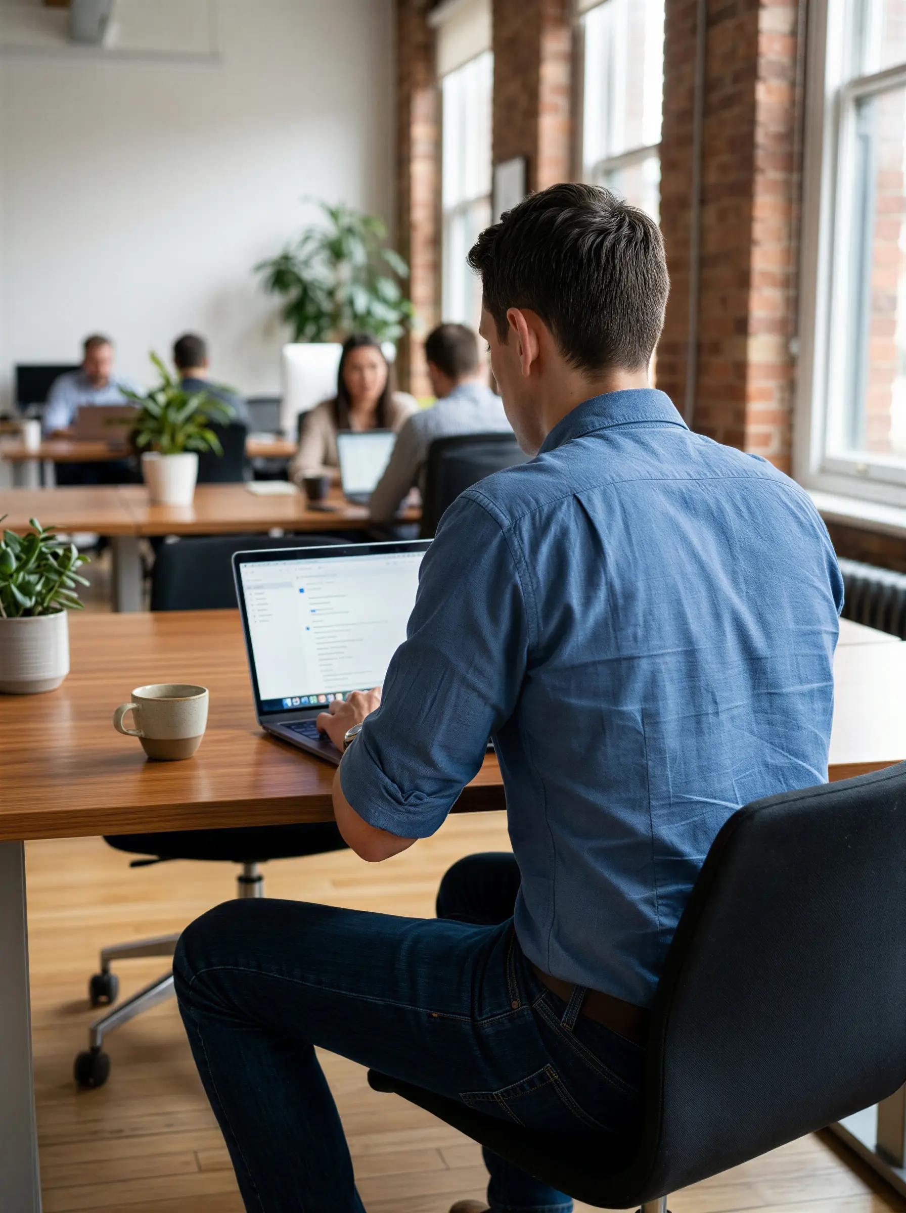 Mike Carter working at a desk