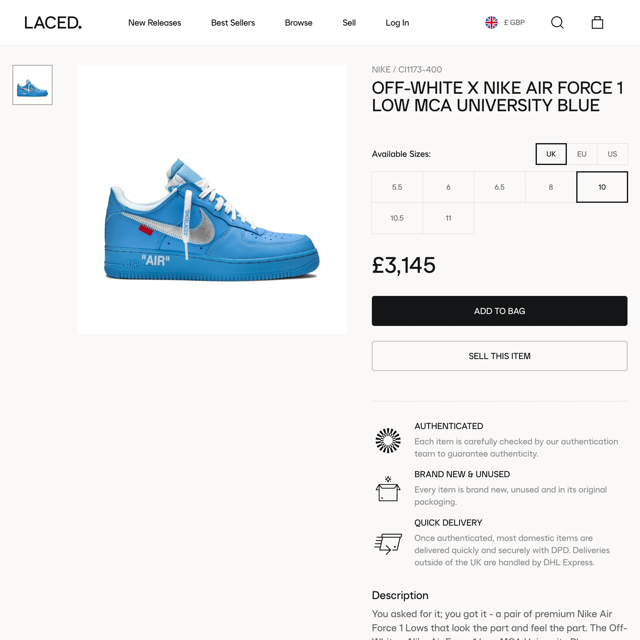 Laced product page
